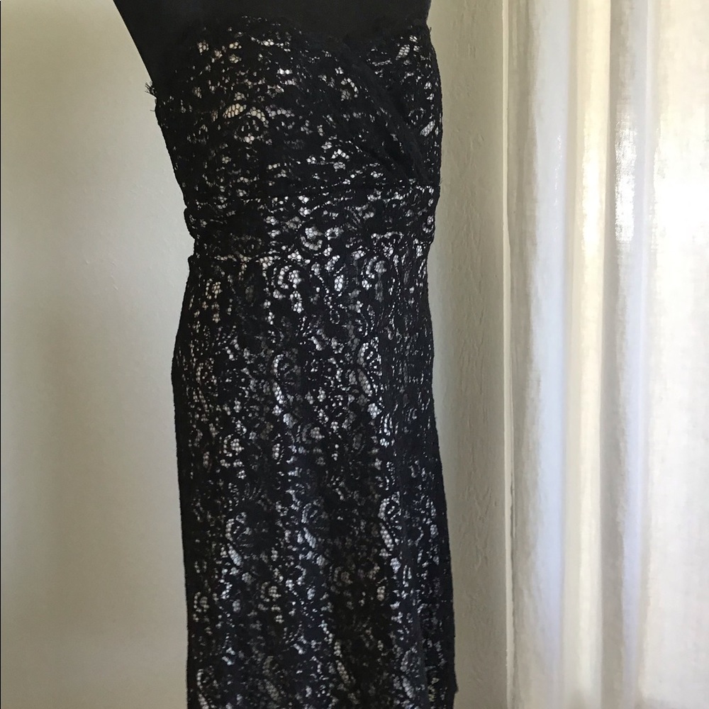 black lace strapless dress